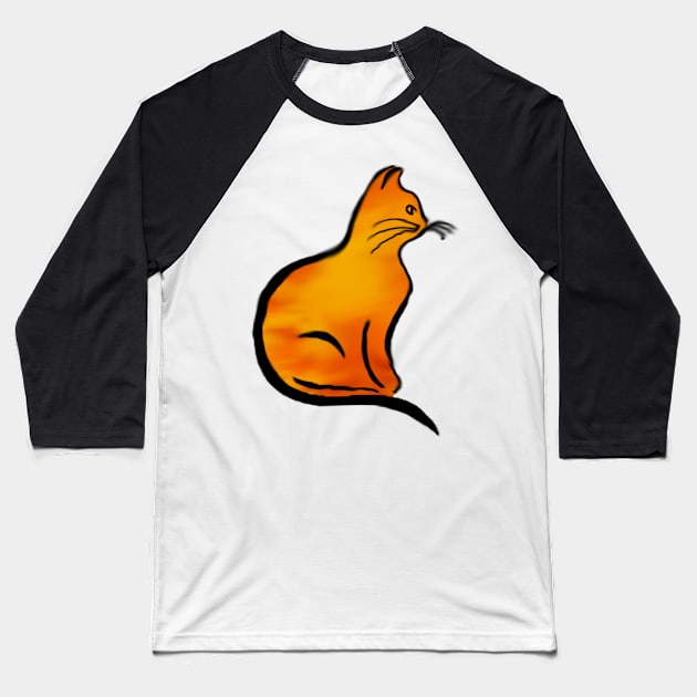 Cat on Fire Baseball T-Shirt by CrescentfangCreations